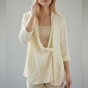 Maliparmi Womens Lagenlook Linen Blazer US S It42 Boho Ethereal Asymmetrical New